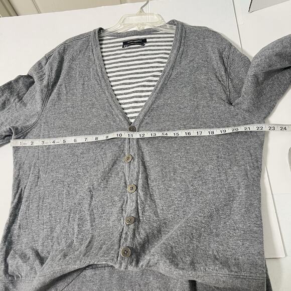 Club Monaco Cardigan Sweater Womens XL Gray Cotton Striped Lining Academia Y2K - Picture 8 of 12